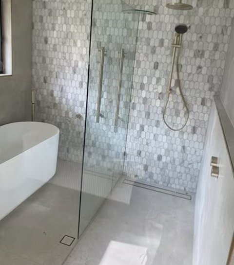 Marble mosaic shower