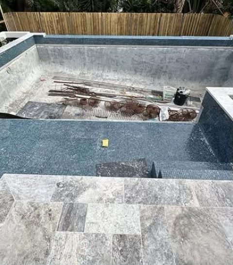 Pool with stone coping